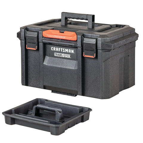 TradeStack Rolling Tower Storage System With 22 Inch Capacity, Easy Drop And Lock Stacking, One Touch Release Detach, Stores Large Tools In Three Unit Sizes, Durable Modular Tool Organizer On Wheels.