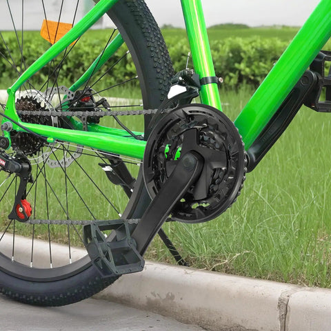 Beefed Up Triple Chainring 170mm Crankset Upgrade Kit for mountain city fat and e-bikes with 42T, 32T, 22T gearing installed on bike