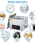 Pro 15 Liter Ultrasonic Cleaner Machine With Heater And Digital Timer for cleaning various items like glasses, jewelry, and dentures.