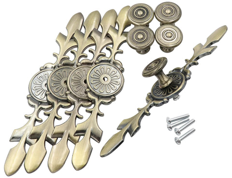 Vintage Green Ancient Copper Zinc Alloy Cabinet Knobs With Back Plate Pull Handles For Wardrobe Doors And Drawers 5 Pack