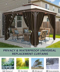 Outdoor Waterproof Gazebo Curtains 4 Panel Privacy Sidewalls With Zipper Universal Replacement For 10x10 To 12x14 Gazebos