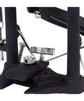 6000 Accelerator Single Bass Drum Pedal With Single Chain Drive Adjustable Toe Clamp Radius Rod Base Delta Ball Bearing Hinge For Fast Precise Pedaling And Boss Level Performance close-up of black base and spring hardware
