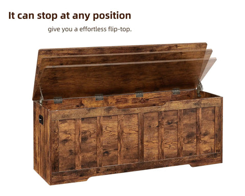 Extra Large Wooden Storage Bench With Seat Lid, Rustic Brown Entryway Organizer And Blanket Box, Super Spacious Furniture To Hide Your Daily Gear While Adding Major Cozy Vibe And Practical Charm