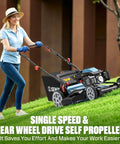 Workhorse 201cc Gas Lawn Mower With 3 In 1 Cutting System Side Discharge Mulching And Bagging Self Propelled Rear Wheel Drive Six Position Height Adjustment For Lawn And Garden, rear view