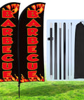 Two Pack Barbecue Feather Flag Kit With Ten Flag Poles Two Ground Stakes And Two Portable Bags For Outdoor Restaurant Advertising