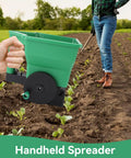 Gardener using 3L Handheld Lawn And Garden Spreader For Easy Seeding And Fertilizing Lightweight Seed And Fertilizer Spreader Tool