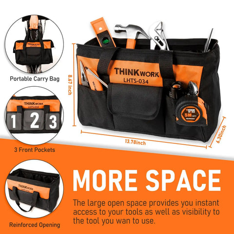 207 Piece Portable Home Repair Tool Kit For DIY Enthusiasts And Handymen With A 13 Inch Wide Mouth Storage Tool Bag
