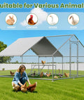 Large Metal Chicken Coop With Walk In Roosting Ladder, UV Resistant Cover, Waterproof Roof, Rust Resistant Heavy Duty Steel Frame