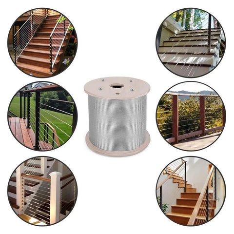 Spool of One Thousand Feet Of T316 Stainless Steel Cable One By Nineteen Wire Rope One Eighth Inch Diameter for deck railing kit