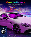 Interior Car Lights With App Control And Remote, RGB Under Dash LEDs With Music Sync, car with pink glowing lights, 12V LED
