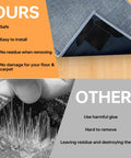 Comparison of 12 Piece Rug Gripper Kit Non Slip Rug Tape For Hardwood Floors with a harmful adhesive alternative.
