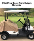 All Weather Golf Cart Seat Cover For 4 Passenger Carts Fits 2 Plus 2 Or 2 Person Universal Fit on golf cart outdoors