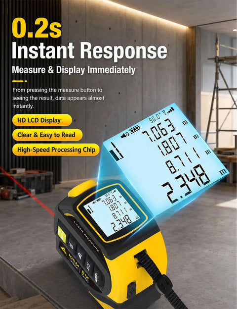 Badass 4 In 1 Laser Tape Measure Featuring Dual Axis Leveling And A Massive 328Ft Range With A Dependable 16Ft Tape Blade For Any Home Improvement Hustle
