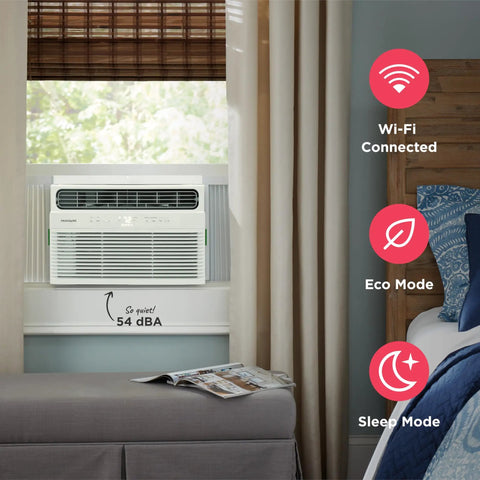 Big Chill 8000 BTU Smart Window Air Conditioner With Reliable WiFi Link And Voice Activated Controls For Rooms Near 350 Sq Ft Whispers Quiet Eco Modes Plus Three Fan Speeds And Clean White Casing