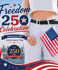 Fourth Of July Flags On Sticks 4x6 Inch Mini American USA Flags for Outdoor and Indoor Decor held by person at Freedom 250 Celebration