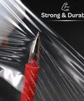 Tough As Nails Heavy Duty 5 Inch Stretch Wrap 12 Pack With Quick Grip Handle 1000 Feet Rolls 80 Gauge Dark Orange Plastic Cling for Moving and Tight Box Sealing with red pen