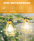 Pro Grade Construction String Lights 50 Ft Outdoor Work Lights 50W With 5 E26 Bases IP65 Waterproof in rain with leaves