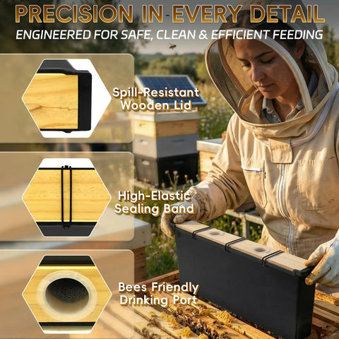 Beekeeper with 2 Pack 3.5L Bee Hive Deep Frame Feeder For Beekeeping Honey Sugar Water Feeding With Cedar Cover And Food Grade Container