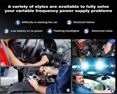 Images showing various car electrical issues solved by High Output 150A 12V Alternator With CW Rotation And 5 Groove Pulley For GM Cars.