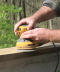 Using Heavy Duty 80 Grit Ceramic Sanding Discs With Hook And Loop Backing For Quick Change on wood for prepping and smoothing.