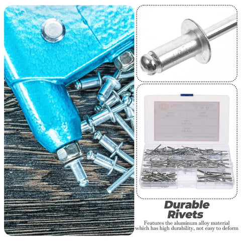 Aluminum Blind Rivets Kit 140 Pieces Flanged Dome Head Pop Rivets For Metal Repair Automotive And Furniture Projects