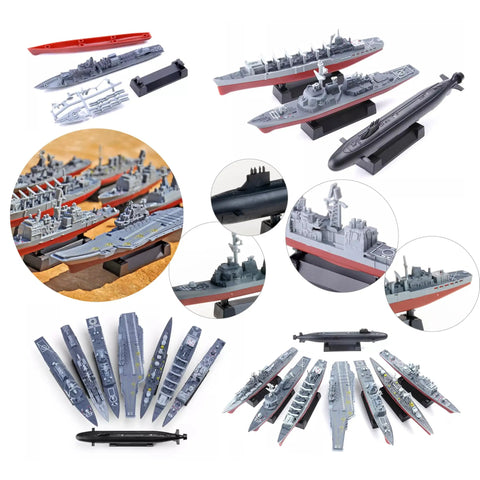 Eight Piece Warship Model Set For DIY Assembly And Painting Great For Collectors And Hobbyists Battleship Carrier Submarine
