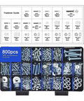 2600 Piece Bolt And Nut Hardware Assortment Kit With 64 Sizes Of Bolts Nuts Screws And Washers, DIY Friendly, 3 Tier Storage