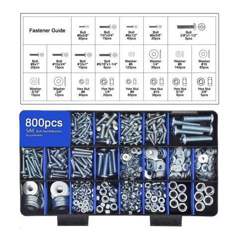 2600 Piece Bolt And Nut Hardware Assortment Kit With 64 Sizes Of Bolts Nuts Screws And Washers, DIY Friendly, 3 Tier Storage