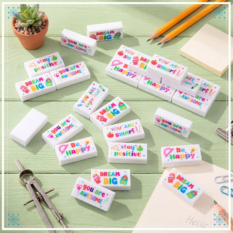 180 Piece Motivational Erasers Bulk For Kids And Classroom Use With Six Uplifting Designs Perfect For Pencils Drawing Back To School