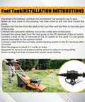 Heavy Duty 12V Inline Electric Fuel Pump Delivering Smooth 2.5 To 4.5 Psi Output with installation instructions and pump setup guide.