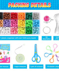 Beads For Crafts 1500 Beads Bead Kit With 30 Design Patterns packing details, includes beads, keychains, PVC wire, and tools.