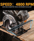 Pro Grade Corded Circular Saw 1200W With 4800Rpm Motor And 185mm 24 Tooth Blade cutting wood with precision guide rail.