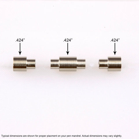 Slimline Pro Pen and Pencil Kit Bushings for 8mm Tubes, 0.424 Inch Sizing, displayed with measurements, woodturning accessory