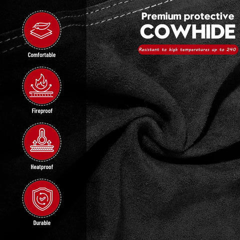 Leather Welding Jacket Built Tough For Welders, Heavy Duty Cowhide With Heat And Flame Resistance texture and features