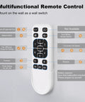 Remote control for 84 Inch Ceiling Fan No Light With Remote And App Control, wall-mounted, with natural wind and timer settings.