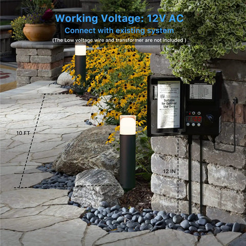 Low Voltage Pathway Lighting Kit 8 Pack Bollard Landscape Lights 2W 2700K Warm White LED Wired Path Lights 100 Lumens