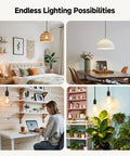 4 room setups featuring 2 Pack Plug In Hanging Light Cord With Switch 15 Foot Pendant Light Cord With Lamp Socket Black