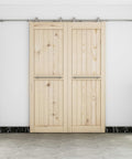 10 Foot Brushed Stainless Steel Double Sliding Barn Door Hardware Kit With Soft Close Top Mount Rollers For Indoor Bi Parting Track