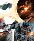 Heavy Duty Welding Safety Glasses With Wrap Around Anti Glare Arc Lens And Comfortable Ergonomic Eye Protection Goggles for grinding and solder work.