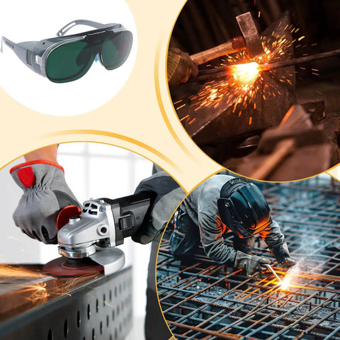 Heavy Duty Welding Safety Glasses With Wrap Around Anti Glare Arc Lens And Comfortable Ergonomic Eye Protection Goggles for grinding and solder work.