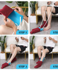 Wide 3.93 Inch Sock Aid With Foam Handles For Easy On Off Regular Socks Dress Socks Athletic Socks And Calf Socks Senior Friendly Grab And Go Sock Helper For Elderly People Blue, step-by-step use