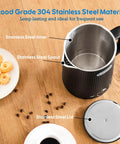 1.7L Large Electric Kettle With Temperature Control, 7 Cup Capacity, stainless steel inner, lid, and spout, black, on table