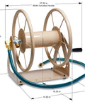 Built Tough Heavy Duty Steel Garden Hose Reel Wall And Floor Mount, 200 Ft Capacity Of 5/8 Inch Hose, Industrial Grade, dimensions shown