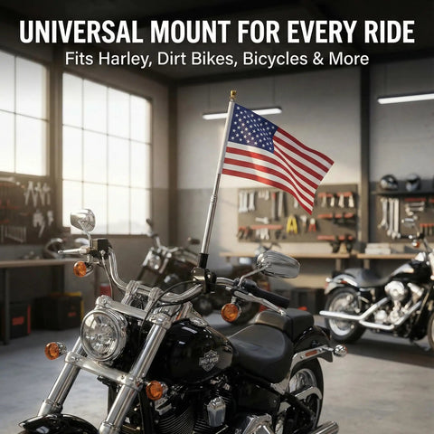 Motorcycle with Sturdy Stainless Steel Flag Pole Mount For Motorcycles And Bicycles Adjustable Telescoping Flag Holder