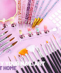All-In-One Nail Art Tools Kit With 23 Pcs Brushes 5 Dotting Tools 2 Magnetic Nail Stands 100 Double-Sided Adhesive Tabs