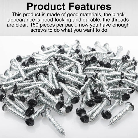 150 Pack 8 X 1 Inch Phillips Pan Head Screws Black Heavy Duty Fasteners For RV Camper Trailer Motorhome Exterior Interior Hardware with clear threads.