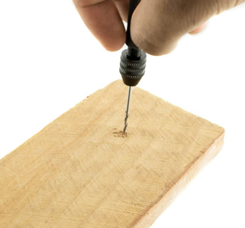 Pro Grade Precision Pin Vise Hand Drill Kit With Twist Bits For Miniature Models and detail work drilling into wood.