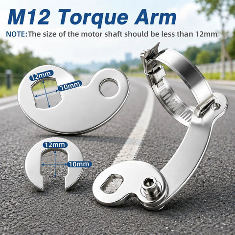 Two Sets Universal M12 Torque Arm Conversion Kit For E Bike Hub Motors Fits Front Or Rear Installations Durable 12mm Torque Arm For Adult Electric Bicycle Maintenance Tool, stainless steel, 12mm