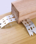Six Piece Slab Clamping Dogs Set For Woodworking, Bench Dogs Router Sled For CNC And Panel Processing, shown securing wood on a bench