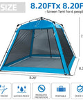 Instant Pop Up Screen House Gazebo 8.2 By 8.2 By 75 Inches Portable Canopy With Mosquito Netting And UPF Sun Protection tool-free setup.